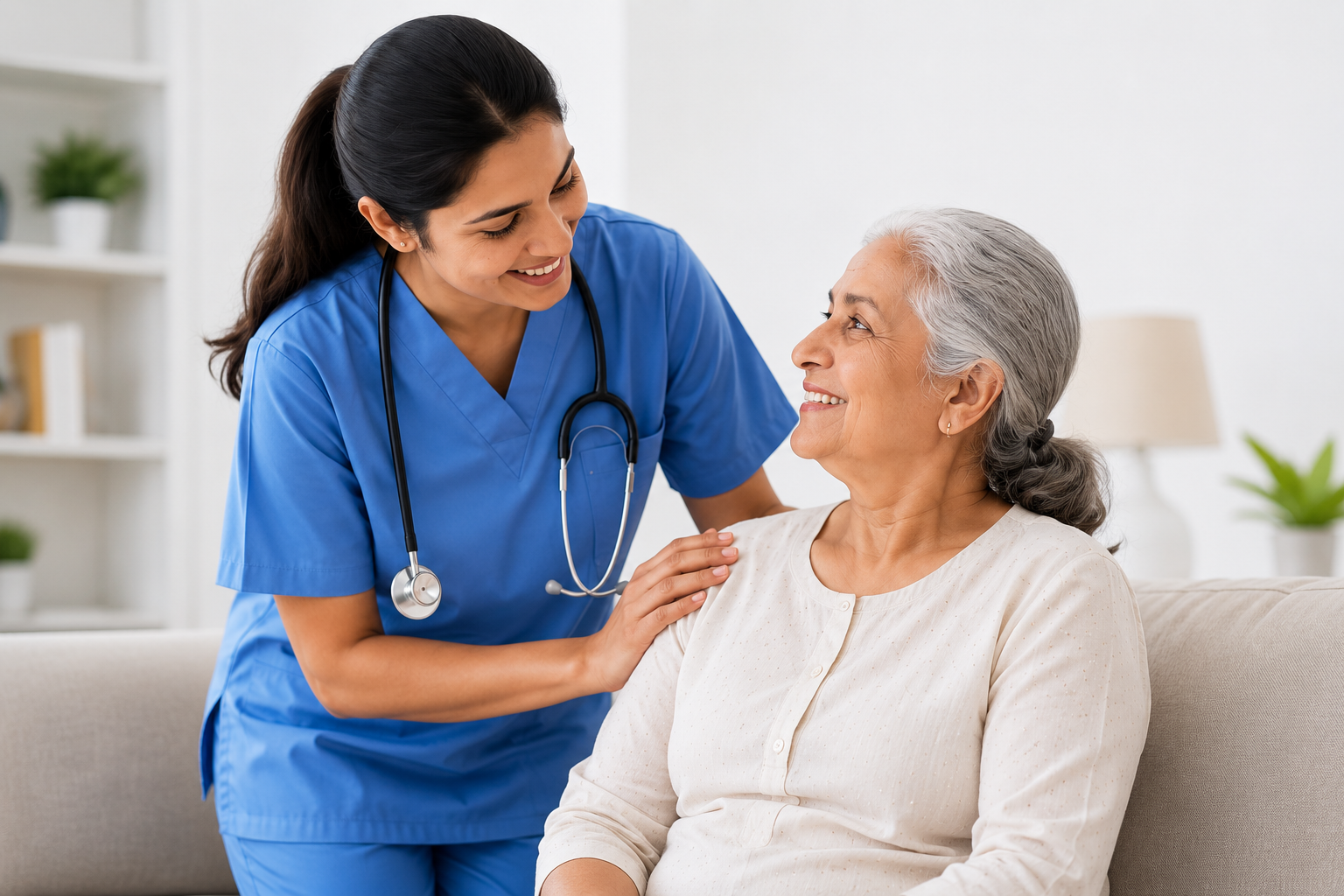 Nurse caring for elderly